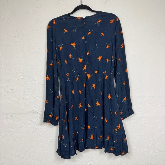 Dress Forum Revolve Blue Floral Long Sleeve Mini Dress Womens M Ruffled Girly - Picture 12 of 14
